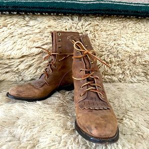 Justin’s lace up roper boots- genuine leather- size 7